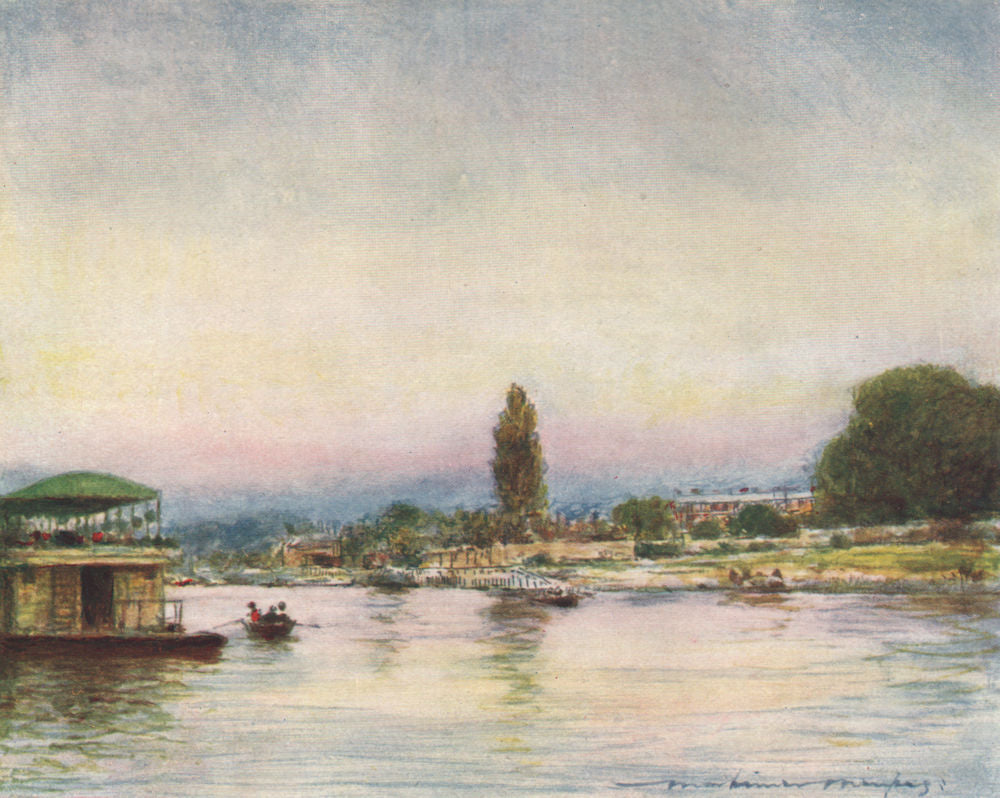 'Hampton Court from the river' by Mortimer Menpes. London 1906 old print